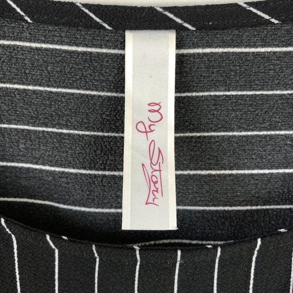 My Story Pocket Tee Womens S Short Sleeve Striped Hi-Lo Side Slits Lightweight - Picture 9 of 11